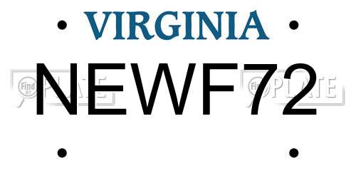 NEWF72 Virginia License Plate