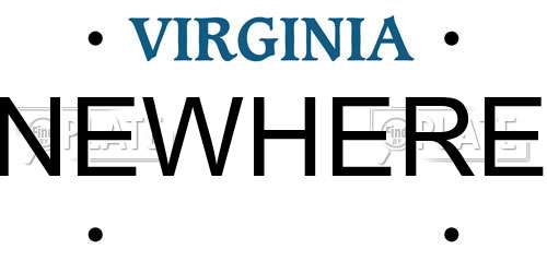 NEWHERE Virginia License Plate