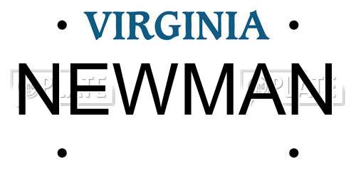 NEWMAN Virginia License Plate