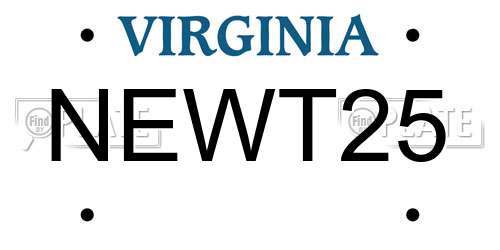 NEWT25 Virginia License Plate