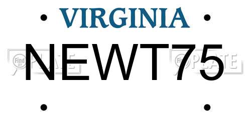 NEWT75 Virginia License Plate
