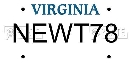 NEWT78 Virginia License Plate