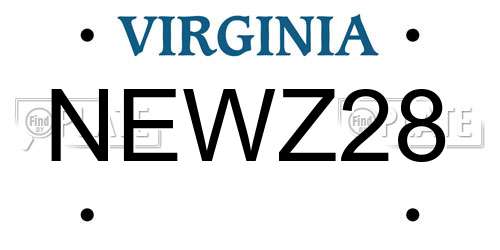 NEWZ28 Virginia License Plate
