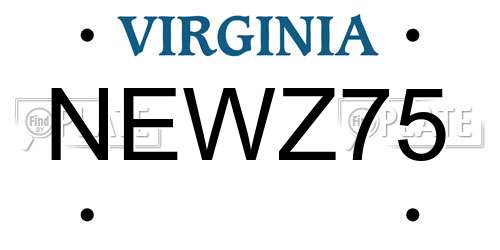 NEWZ75 Virginia License Plate