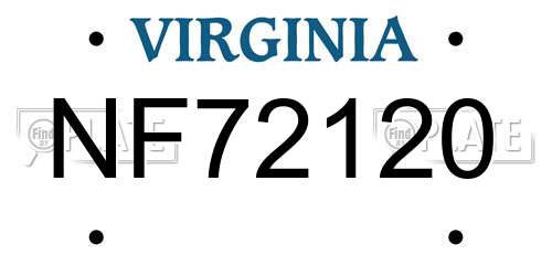 NF72120 Virginia License Plate