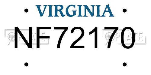 NF72170 Virginia License Plate