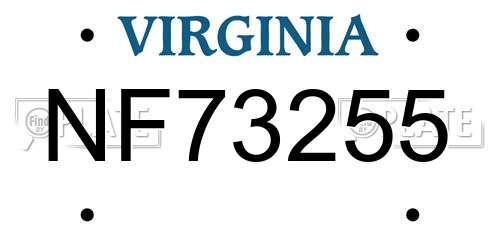 NF73255 Virginia License Plate