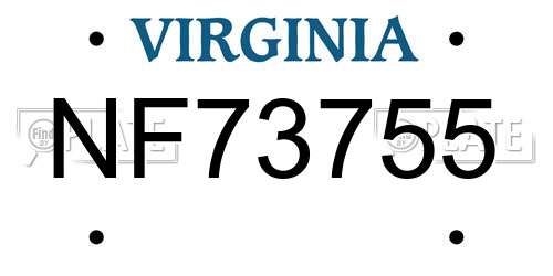 NF73755 Virginia License Plate