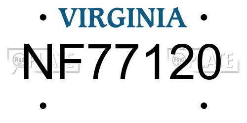 NF77120 Virginia License Plate