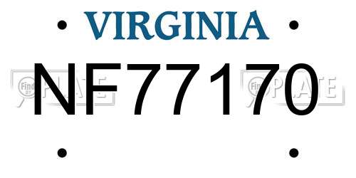 NF77170 Virginia License Plate