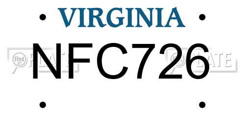NFC726 Virginia License Plate