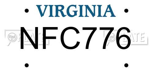 NFC776 Virginia License Plate