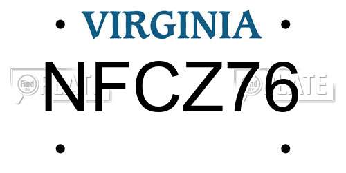 NFCZ76 Virginia License Plate