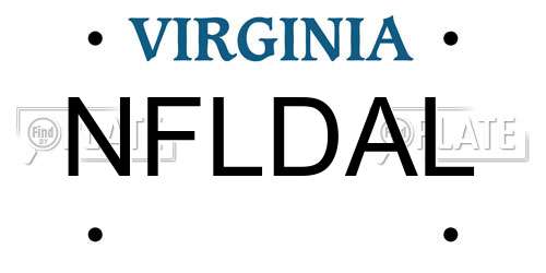 NFLDAL Virginia License Plate