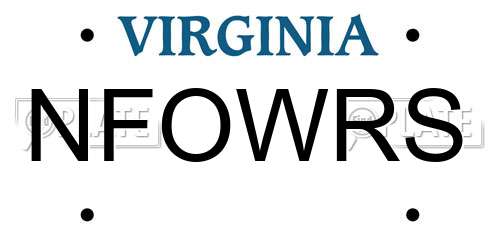 NFOWRS Virginia License Plate
