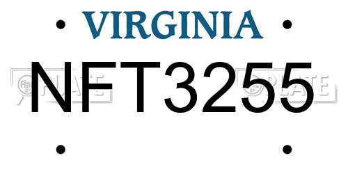 NFT3255 Virginia License Plate