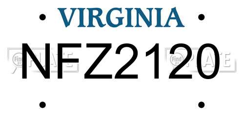 NFZ2120 Virginia License Plate