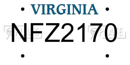 NFZ2170 Virginia License Plate
