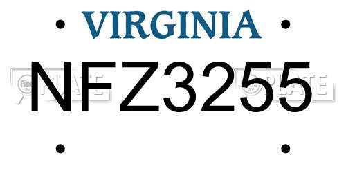 NFZ3255 Virginia License Plate
