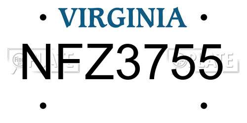 NFZ3755 Virginia License Plate