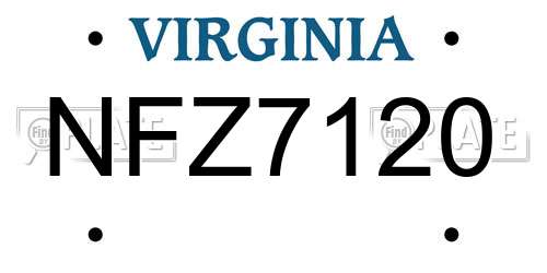 NFZ7120 Virginia License Plate