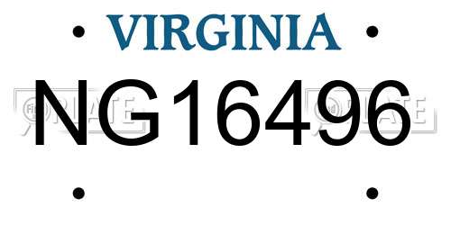 NG16496 Virginia License Plate