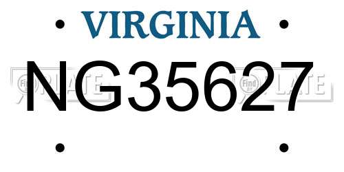 NG35627 Virginia License Plate