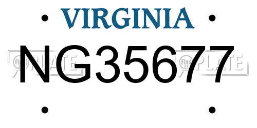 NG35677 Virginia License Plate