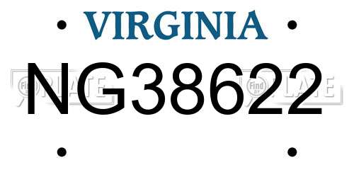 NG38622 Virginia License Plate