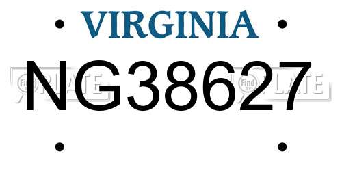 NG38627 Virginia License Plate