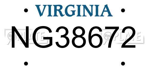 NG38672 Virginia License Plate