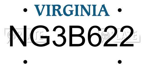 NG3B622 Virginia License Plate