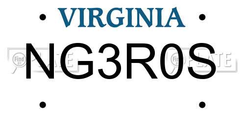 NG3R0S Virginia License Plate