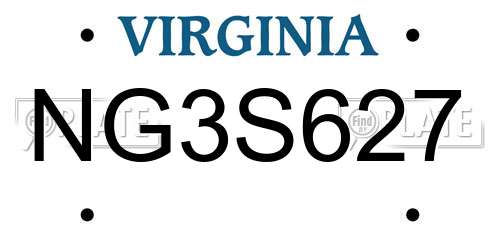 NG3S627 Virginia License Plate