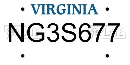 NG3S677 Virginia License Plate