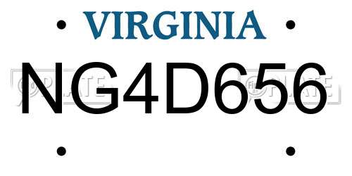 NG4D656 Virginia License Plate