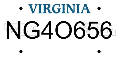 NG4O656 Virginia License Plate