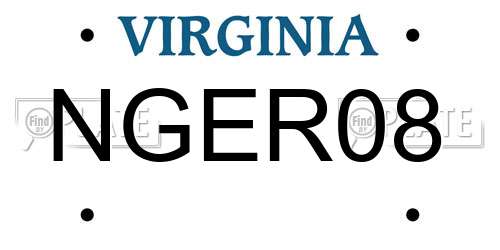 NGER08 Virginia License Plate