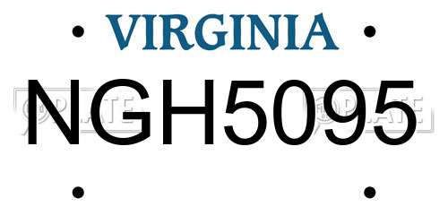 NGH5095 Virginia License Plate