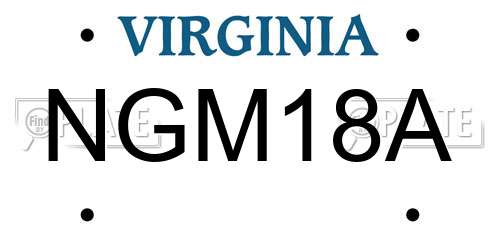 NGM18A Virginia License Plate