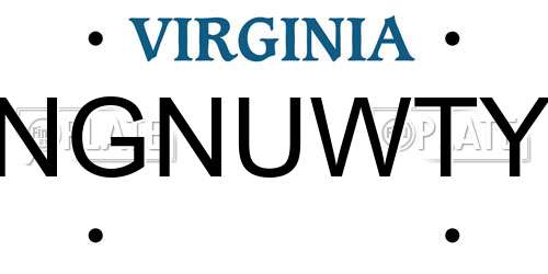 NGNUWTY Virginia License Plate