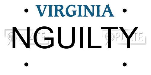 NGUILTY Virginia License Plate