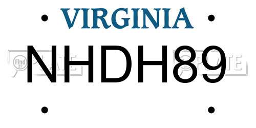 NHDH89 Virginia License Plate