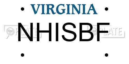 NHISBF Virginia License Plate
