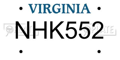 NHK552 Virginia License Plate