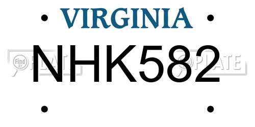 NHK582 Virginia License Plate