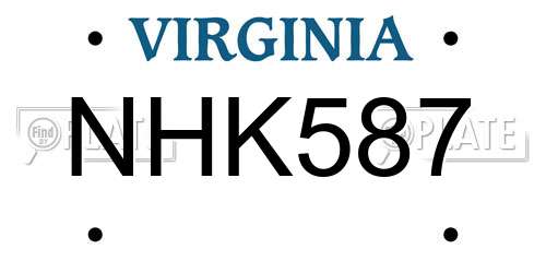 NHK587 Virginia License Plate