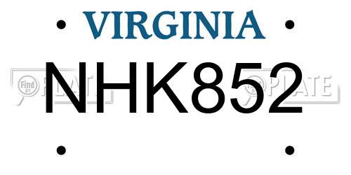 NHK852 Virginia License Plate