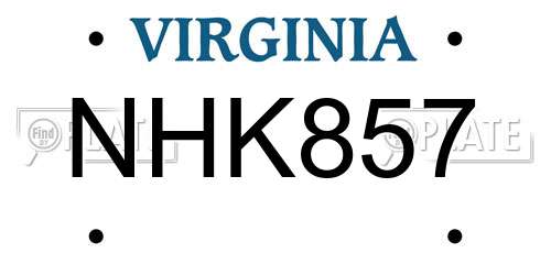 NHK857 Virginia License Plate