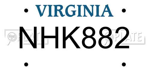 NHK882 Virginia License Plate